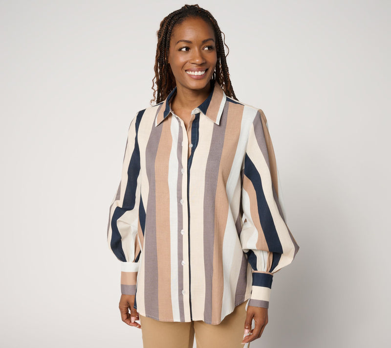 by Stacy London Petite Stretch Cotton Blouson Sleeve Shirt — View 5