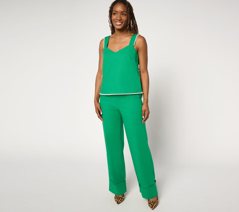 by Stacy London Petite Stretch Cotton Wide Leg Pant with Tall Cuff — View 6