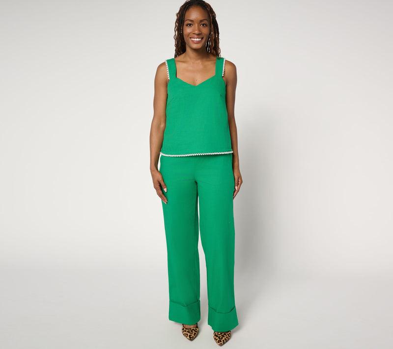by Stacy London Stretch Cotton Tank Top with Pearl Trim — View 6