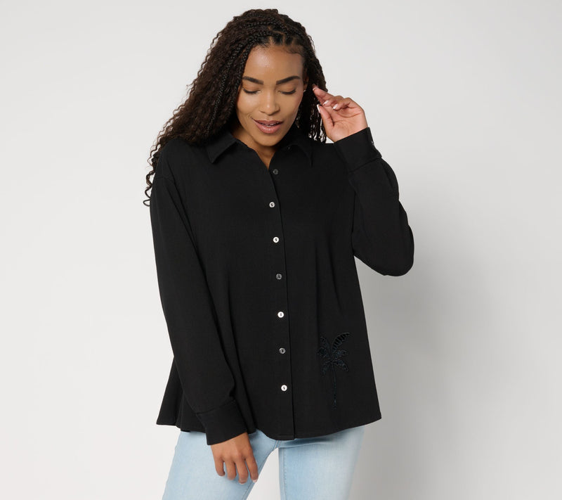 Women with Control Prime Stretch 2 Denim Button Front Shirt — View 3
