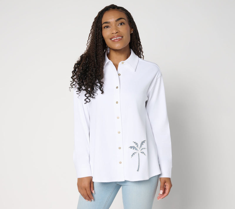 Women with Control Prime Stretch 2 Denim Button Front Shirt — View 7