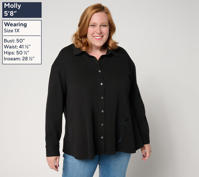 Women with Control Prime Stretch 2 Denim Button Front Shirt — View 8