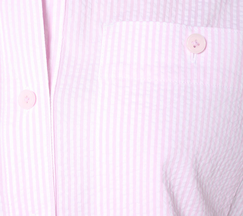 Joan Rivers Striped Seersucker Short Sleeve Button Front — View 6