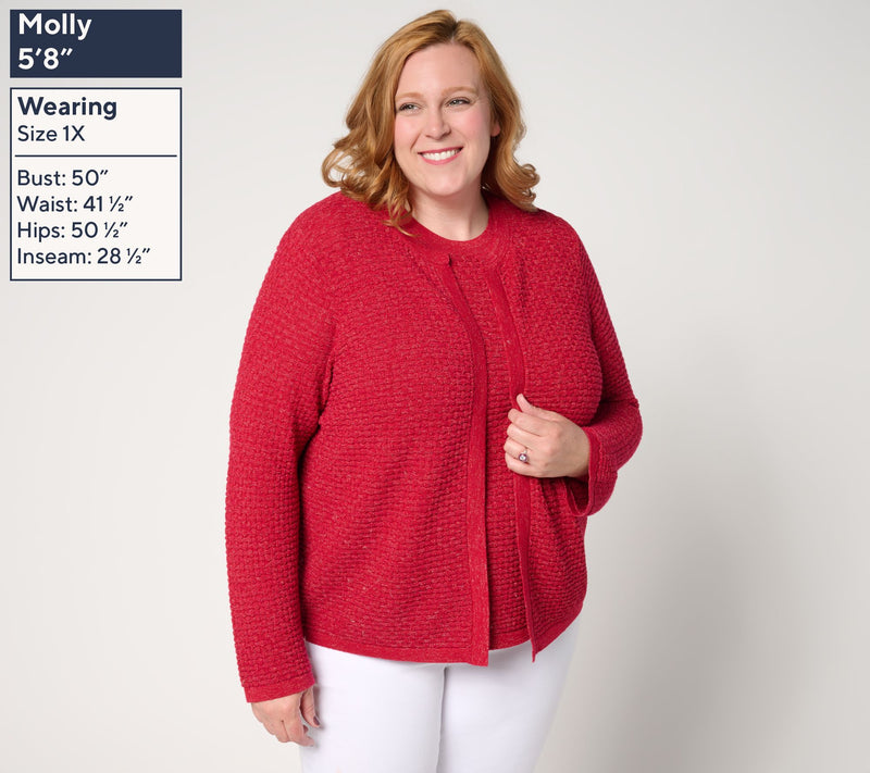 by Stacy London Basket Weave Cardigan with Lurex — View 6