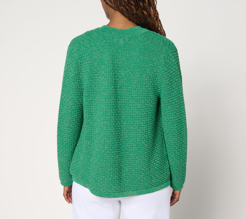by Stacy London Basket Weave Cardigan with Lurex — View 8