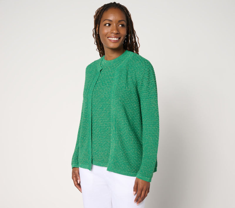 by Stacy London Basket Weave Cardigan with Lurex — Main view