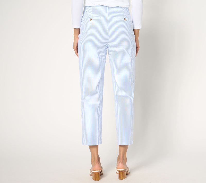 Joan Rivers Regular Striped Stretch Seersucker Crop Pants — View 3