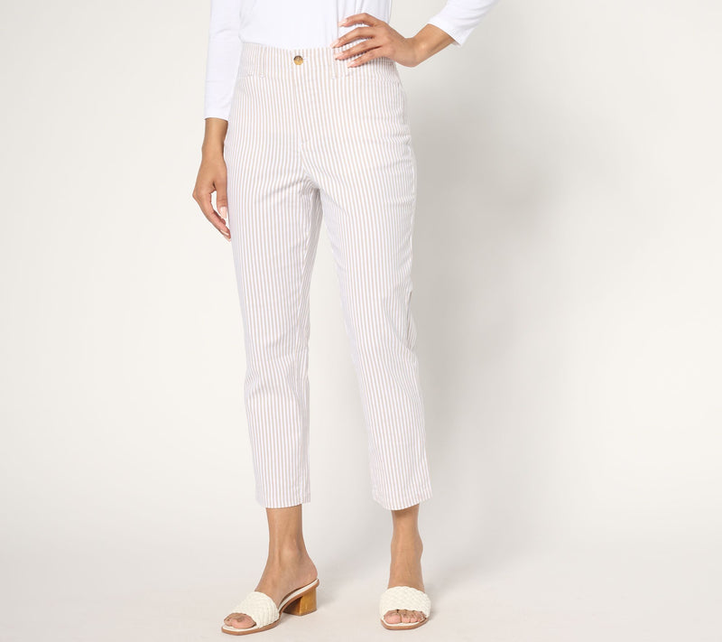 Joan Rivers Regular Striped Stretch Seersucker Crop Pants — View 10