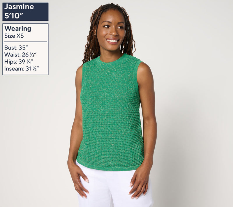 by Stacy London Basket Weave Tank Top with Lurex — View 7