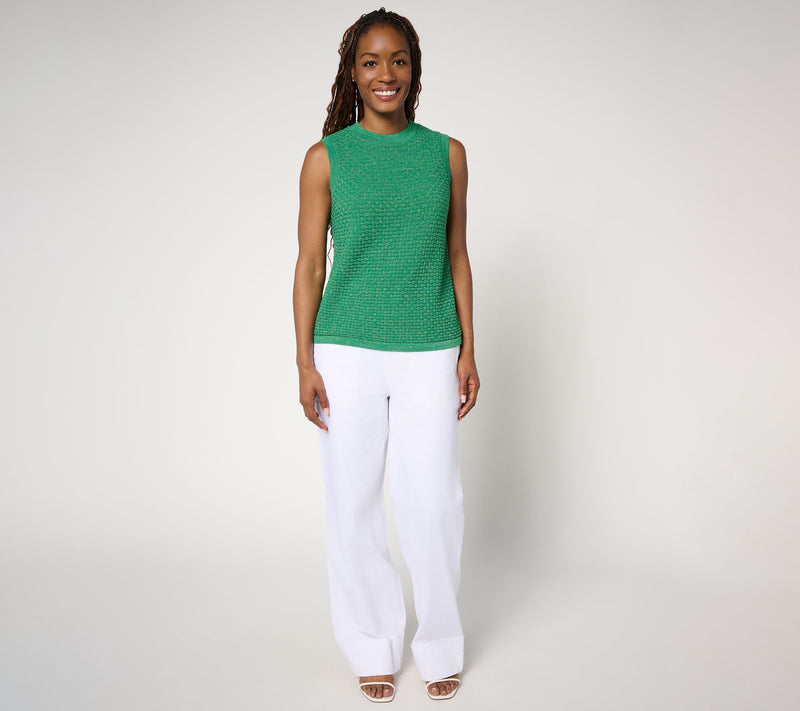 by Stacy London Basket Weave Tank Top with Lurex — View 9