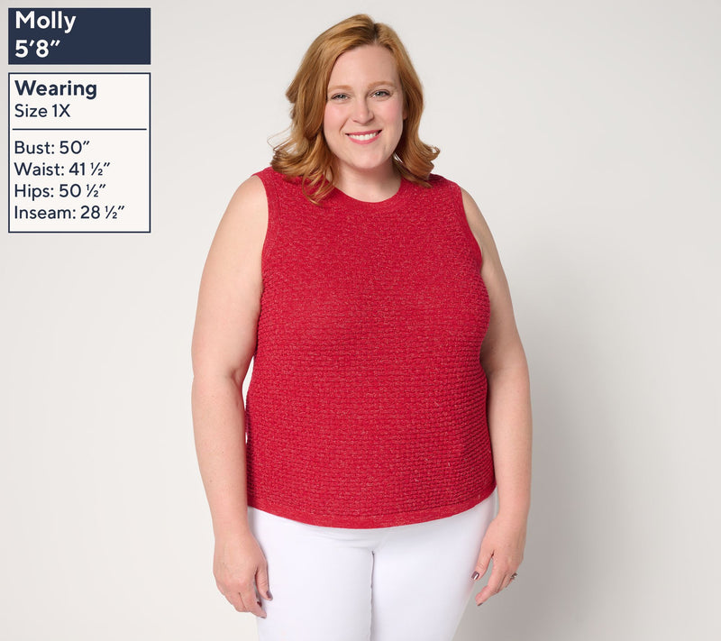 by Stacy London Basket Weave Tank Top with Lurex — View 6