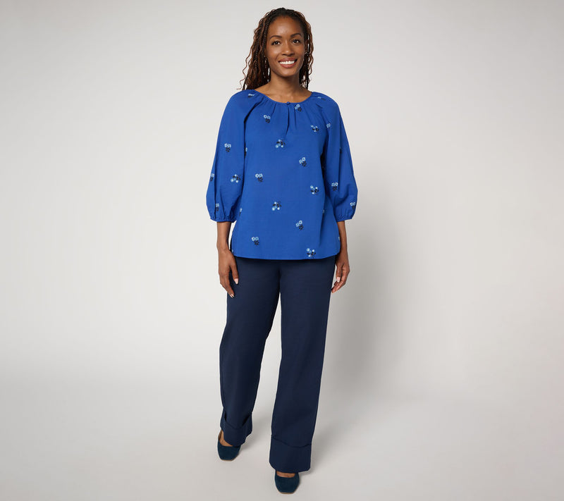 by Stacy London 100% Cotton Floral Embroidered Blouse — View 6