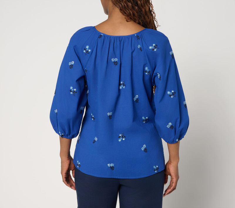 by Stacy London 100% Cotton Floral Embroidered Blouse — View 5