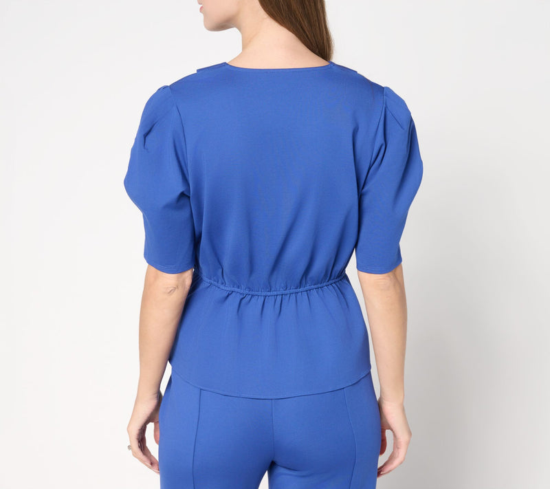 by Stacy London Lightweight Ponte Short Sleeve Top — View 4