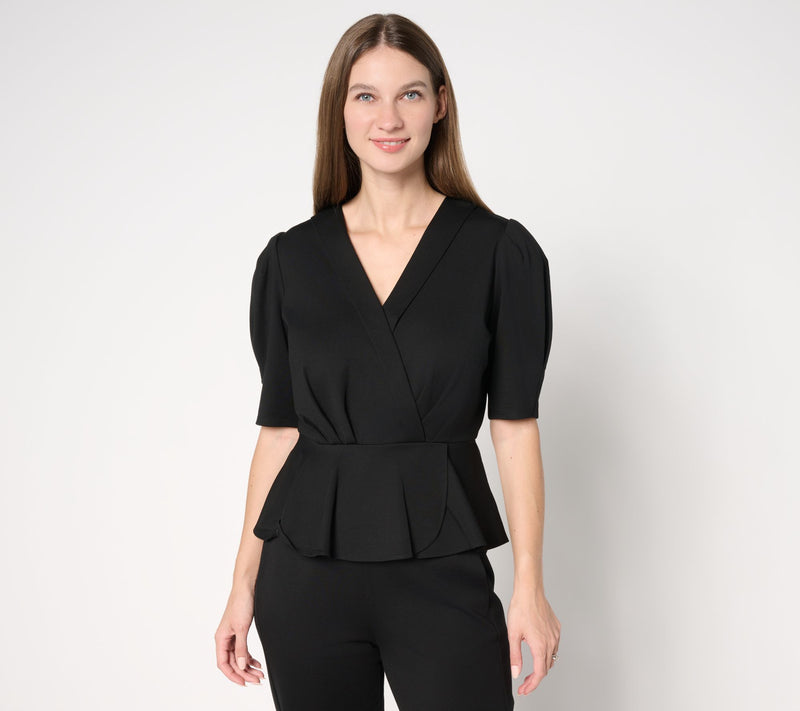 by Stacy London Lightweight Ponte Short Sleeve Top — View 9