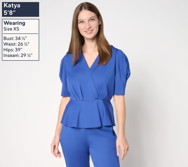 by Stacy London Lightweight Ponte Short Sleeve Top — View 3