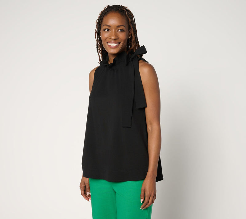 by Stacy London Cotton Jersey Sleeveless Bow Top — View 9