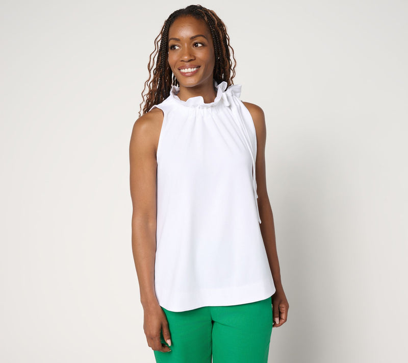 by Stacy London Cotton Jersey Sleeveless Bow Top — View 5