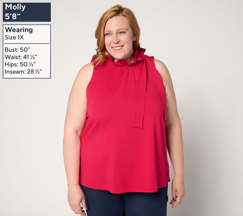 by Stacy London Cotton Jersey Sleeveless Bow Top — View 10