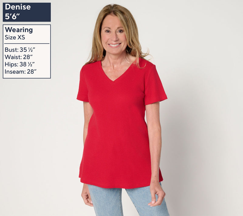 Belle by Kim Gravel Baby Waffle Short Sleeve V-Neck Top — View 3