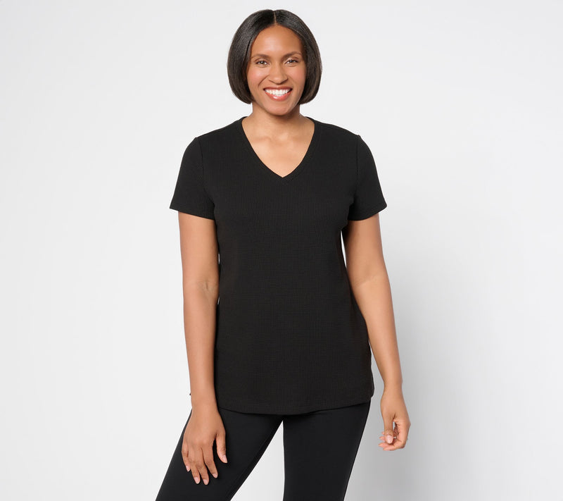 Belle by Kim Gravel Baby Waffle Short Sleeve V-Neck Top — View 15