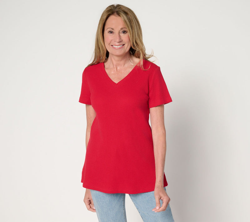 Belle by Kim Gravel Baby Waffle Short Sleeve V-Neck Top — View 17