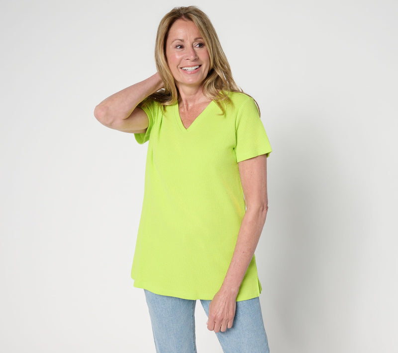 Belle by Kim Gravel Baby Waffle Short Sleeve V-Neck Top — View 18