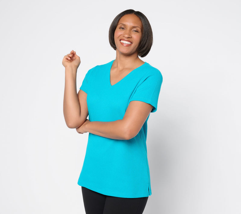 Belle by Kim Gravel Baby Waffle Short Sleeve V-Neck Top — View 21