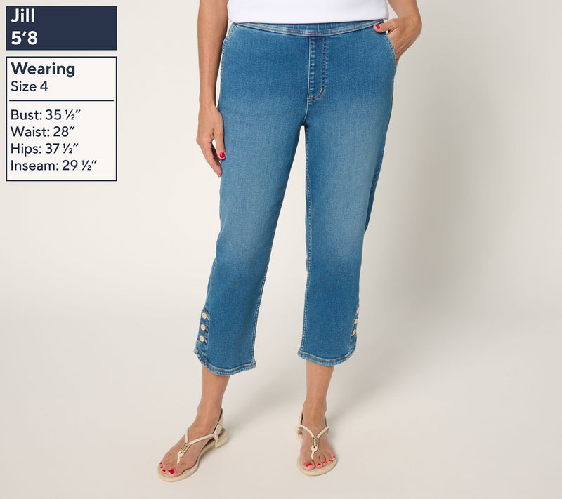 Martha Stewart Signature Tall Indigo Denim Crop w Button Detail — View 3