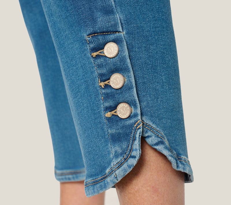 Martha Stewart Signature Tall Indigo Denim Crop w Button Detail — View 6