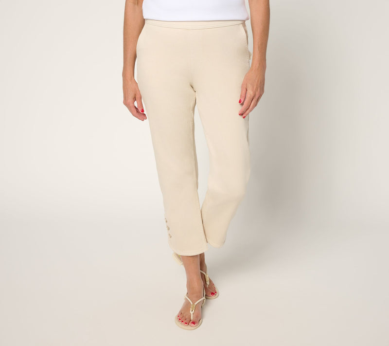 Martha Stewart Signature Petite Colored Denim Crop w Button Detail — View 7