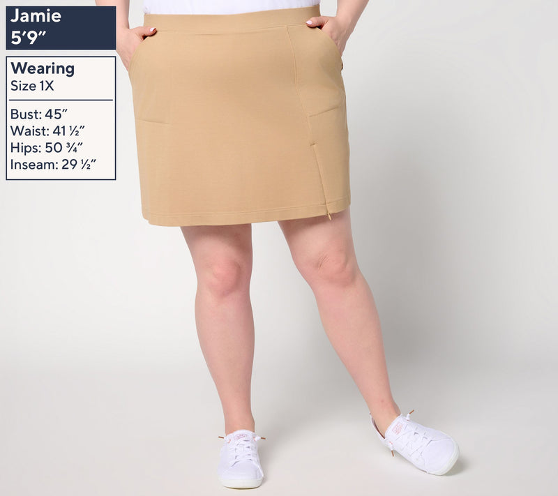Isaac Mizrahi Live! Tall Go-To-Knit Skort with Slit — View 2