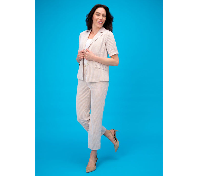 Isaac Mizrahi Live! Yacht Club Knit Seersucker Blazer — View 13