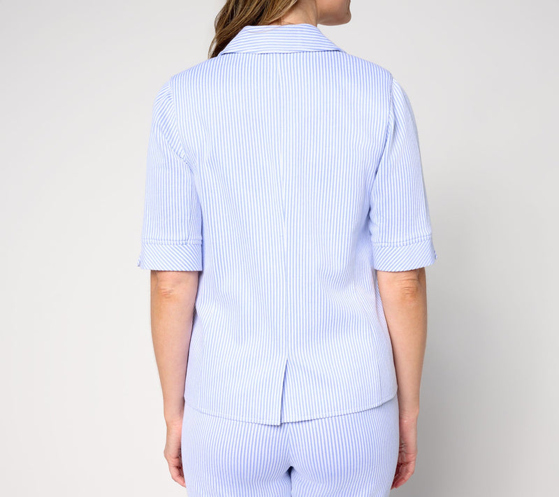 Isaac Mizrahi Live! Yacht Club Knit Seersucker Blazer — View 10