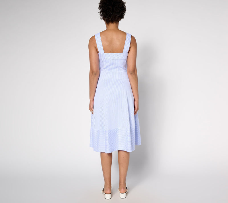 Isaac Mizrahi Live! Regular Yacht Club Knit Seersucker Midi Dress — View 10