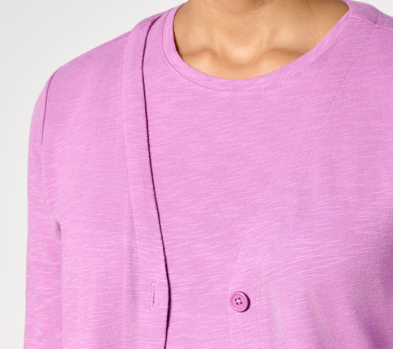 Denim & Co. Essentials Linen Blend Cardigan/Tank Set — View 6