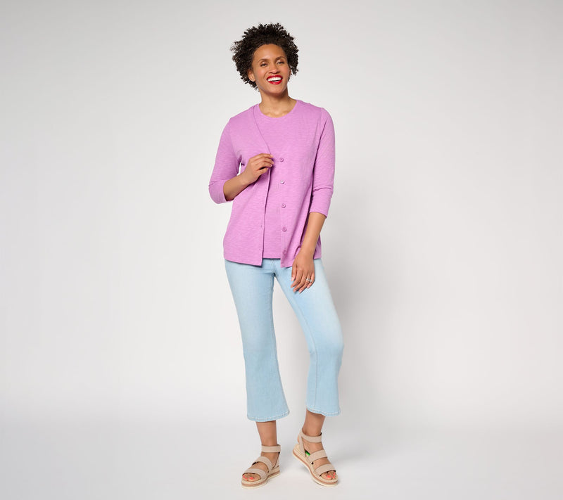 Denim & Co. Essentials Linen Blend Cardigan/Tank Set — View 5