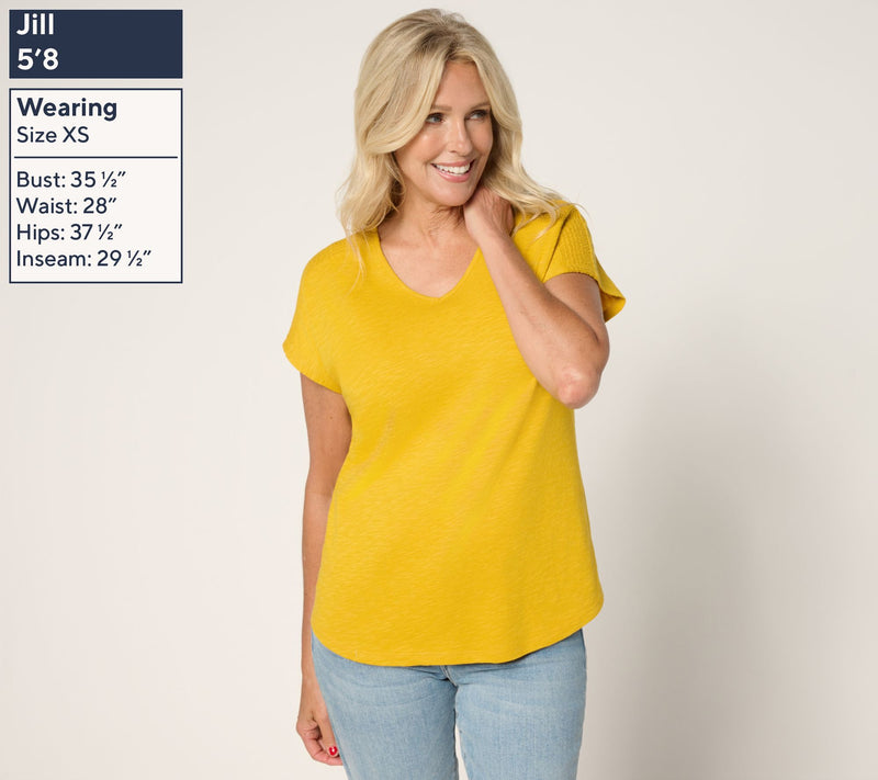 Denim & Co. Essentials Linen Blend Dolman Sleeve Top w/ Smocking — View 5
