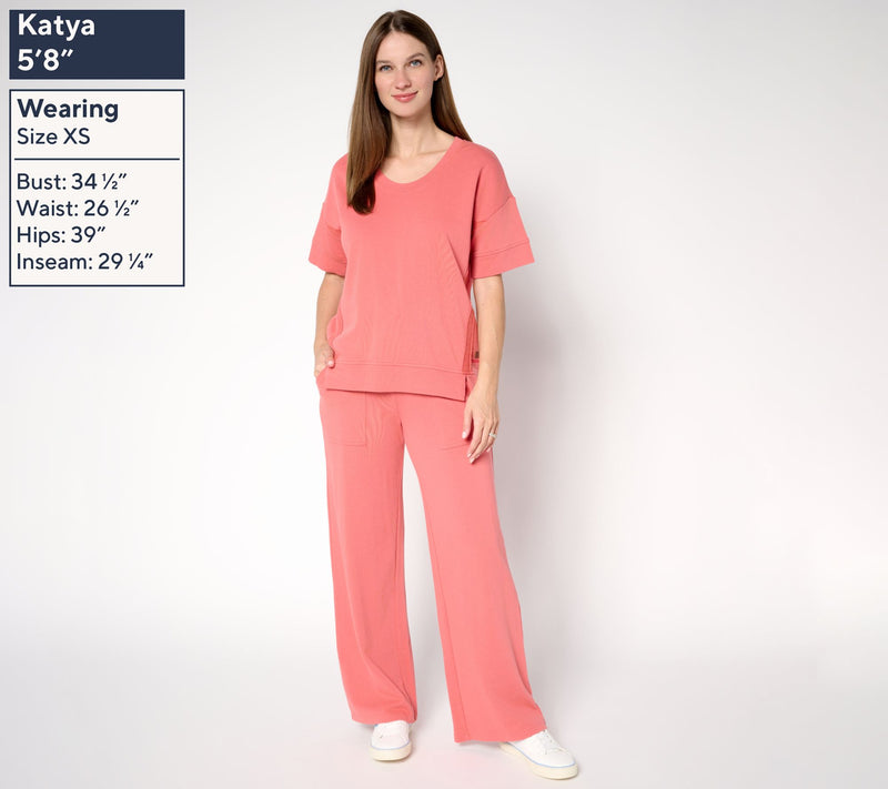 Peace Love World Petite French Terry Pullover and Pant Set — View 3