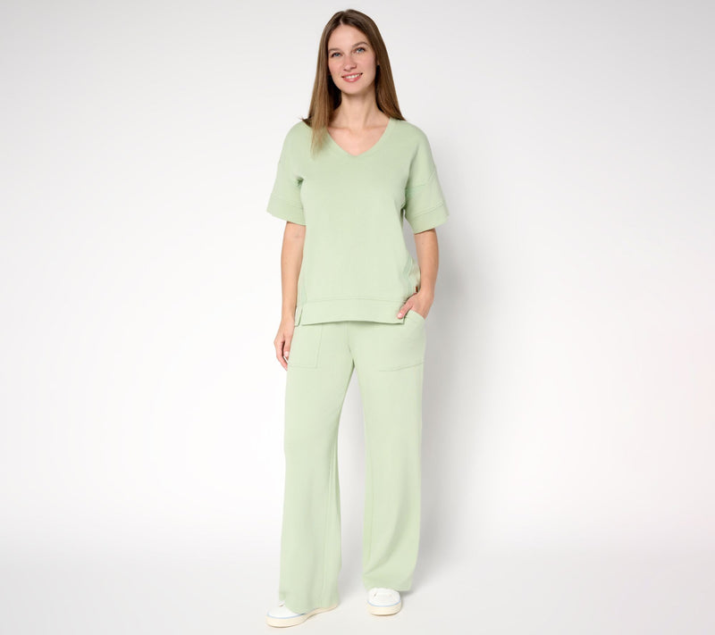 Peace Love World Petite French Terry Pullover and Pant Set — View 17