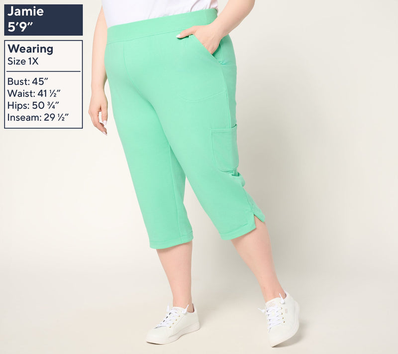 Denim & Co. Active Petite French Terry Straight Leg Capri Pants — View 12