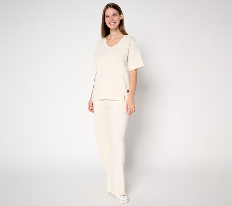 Peace Love World Tall French Terry Pullover and Pant Set — Main view