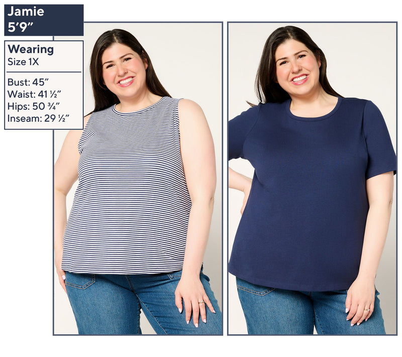 Denim & Co. Essentials Set of Striped Tank and Solid Top — View 12