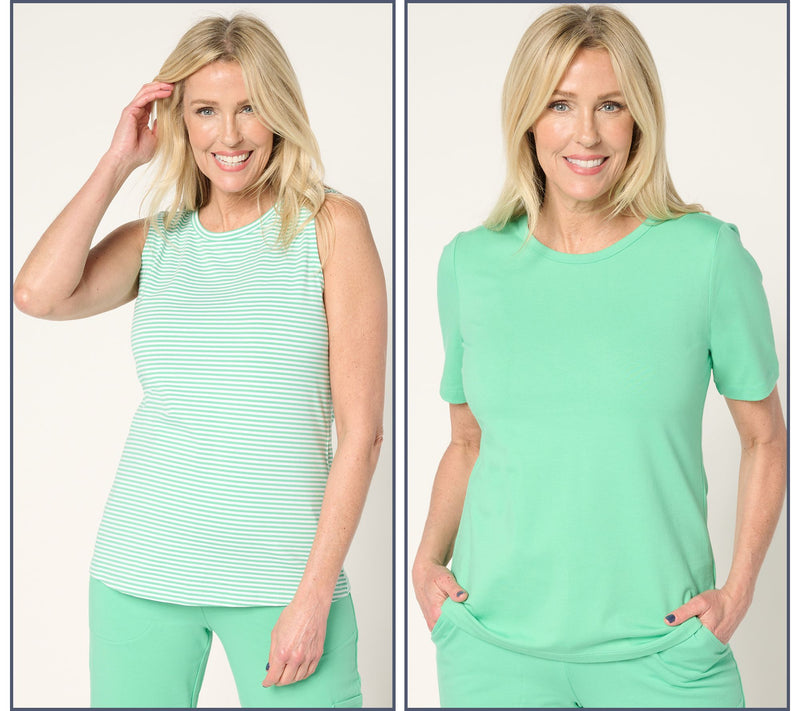Denim & Co. Essentials Set of Striped Tank and Solid Top — View 5