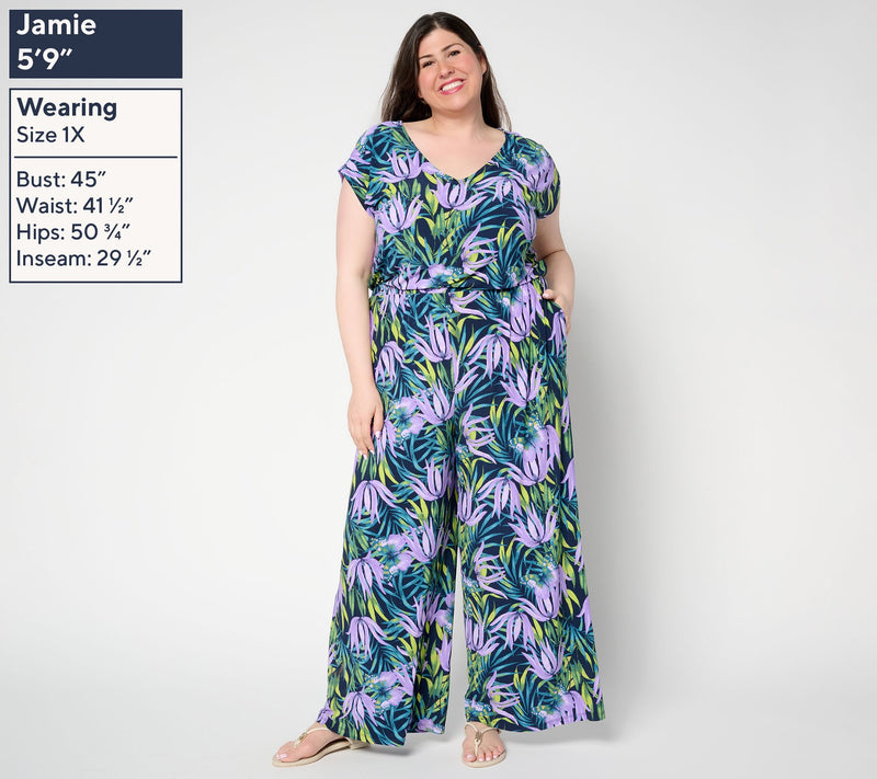Women with Control Petite Como Jersey Printed Jumpsuit — View 8