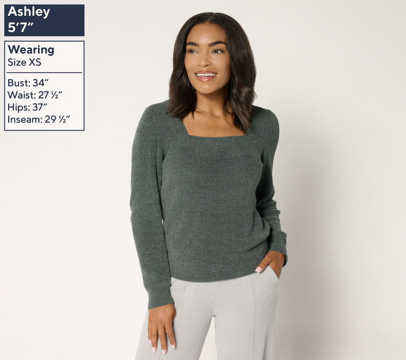 Barefoot Dreams CozyChic Ultra Lite Square Neck Ribbed Pullover — View 12