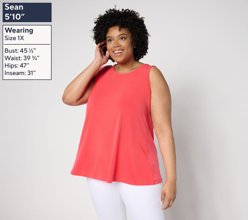 Susan Graver Modern Essentials Liquid Knit A-Line Tank — View 2