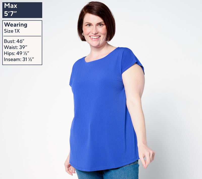 Susan Graver Regular Modern Essentials Liquid Knit Boatneck Tunic — View 3