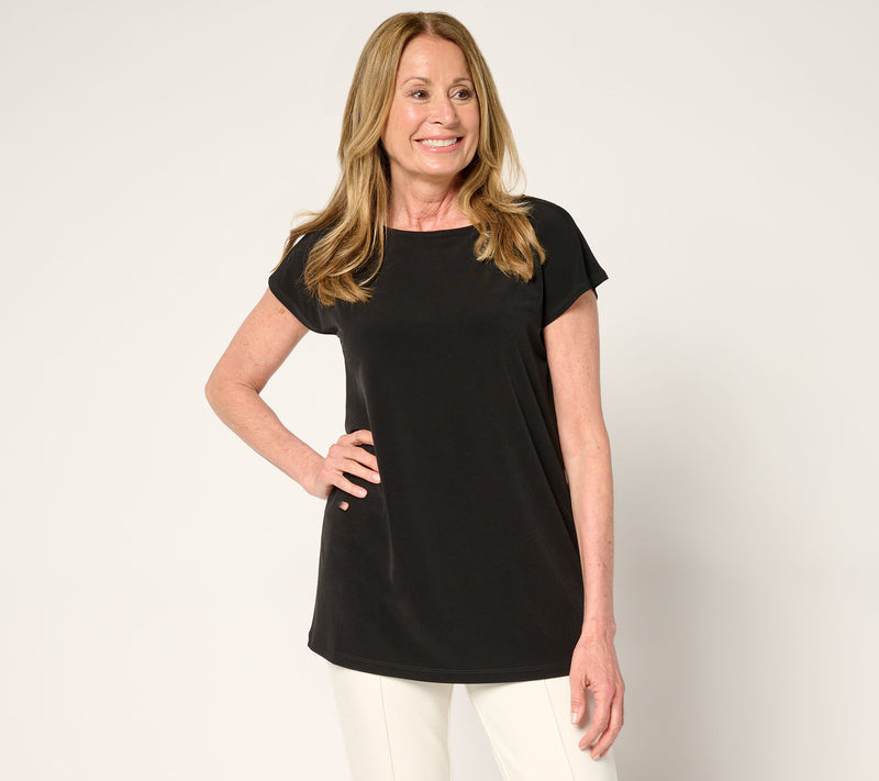 Susan Graver Petite Modern Essentials Liquid Knit Boatneck Tunic — View 20