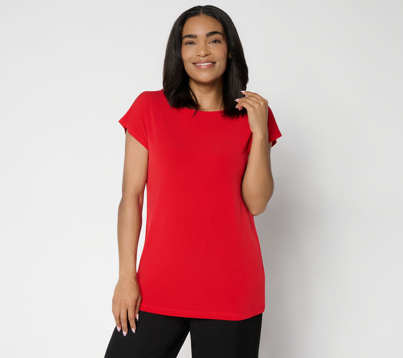 Susan Graver Petite Modern Essentials Liquid Knit Boatneck Tunic — View 8